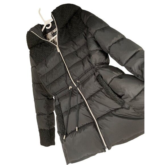 Laundry By Shelli Segal Black Puffer Jacket L/G NWT $300 RG10474 Zip Hood Quilt - Picture 1 of 13